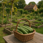harvested loofah on picnic table